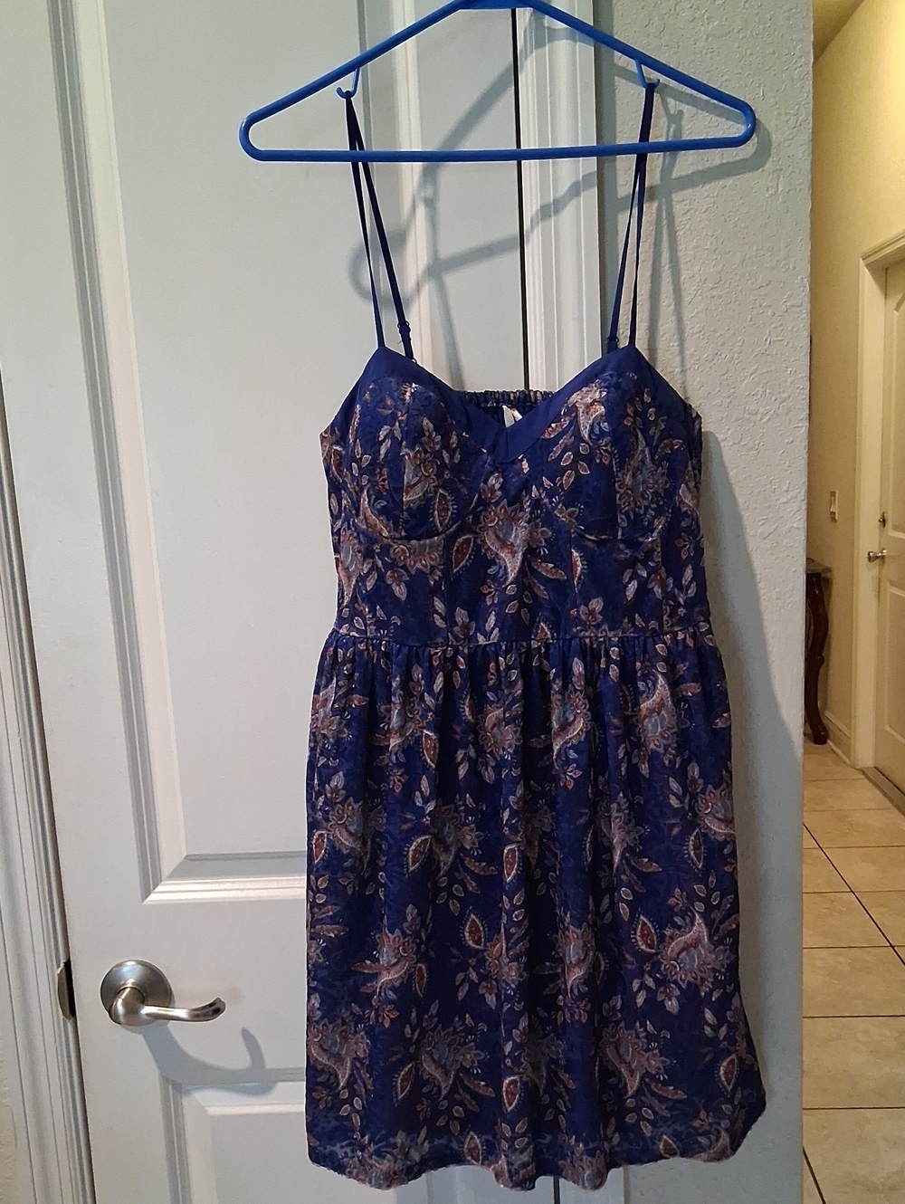Xhilaration Navy Blue Paisley Spaghetti-Strap Sundress